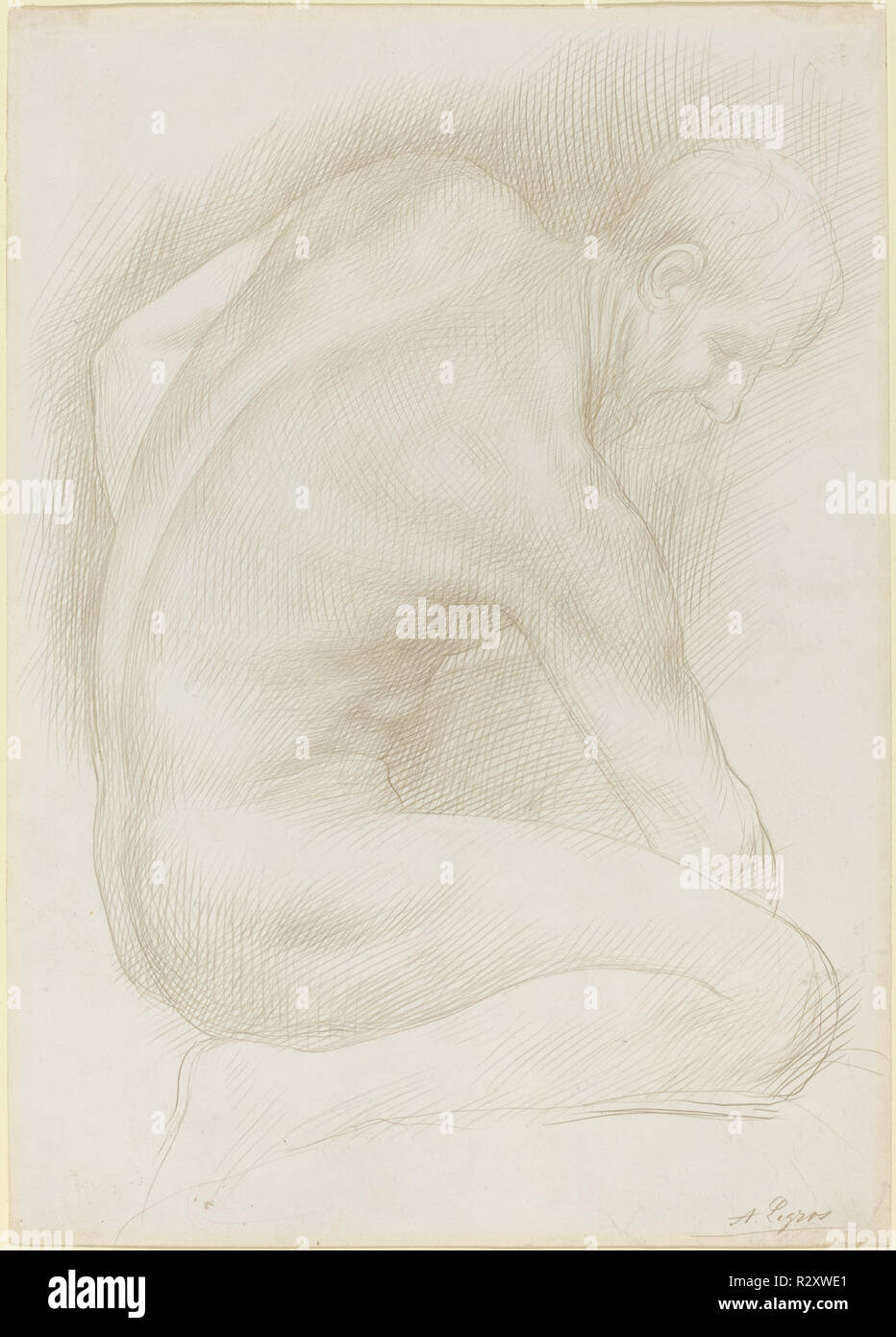 Vecchio. Dimensioni: complessiva (approssimativo): 29,9 x 21,3 cm (11 3/4 x 8 3/8 in.). Medium: silverpoint su carta preparata. Museo: National Gallery of Art di Washington DC. Autore: Alphonse Legros. Foto Stock