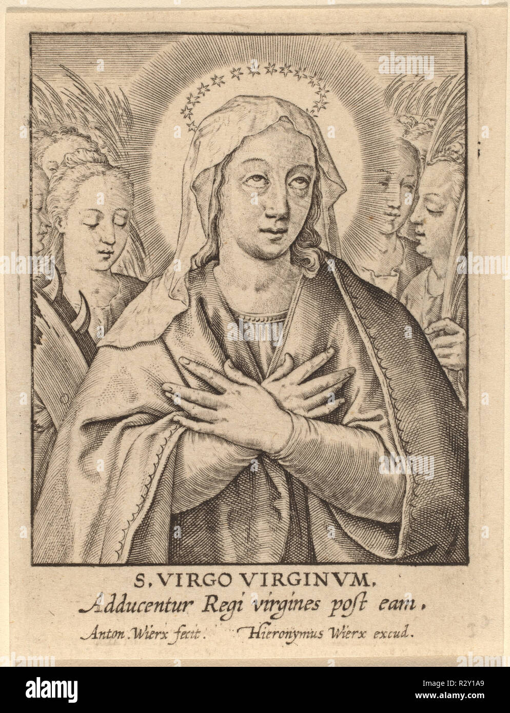 S. Virgo Virginum. Medium: incisione. Museo: National Gallery of Art di Washington DC. Autore: Antonie Wierix. Foto Stock