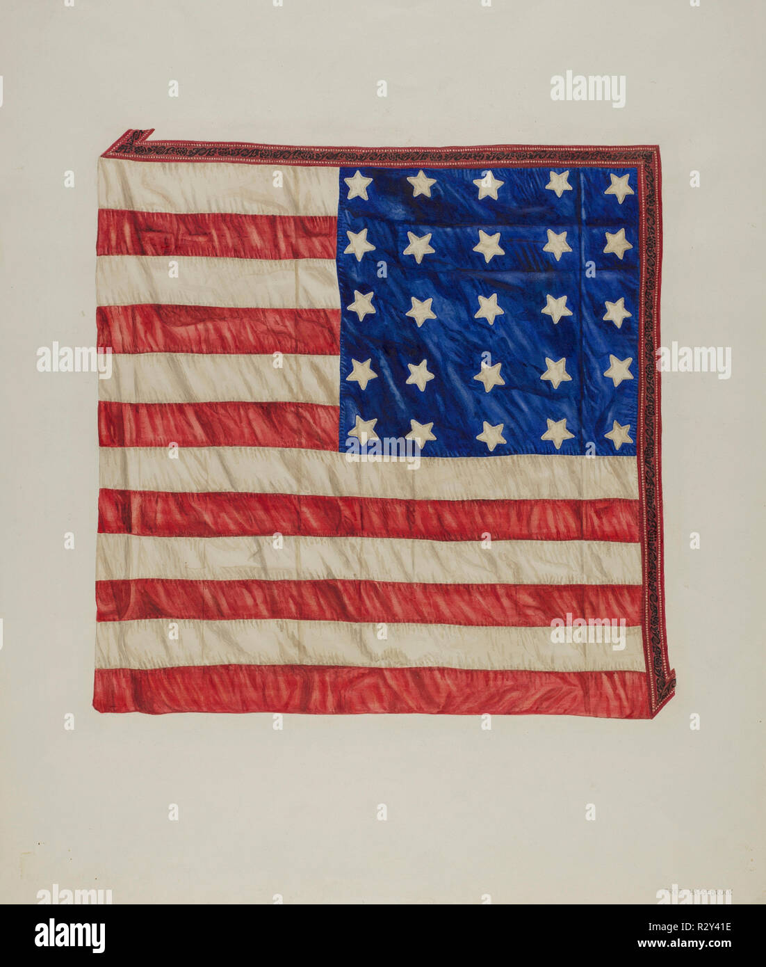 Trapunta - Top Star e Bandiera Design. Data: c. 1941. Dimensioni: complessivo: 51 x 41,4 cm (20 1/16 x 16 5/16 in.). Medium: acquerello e grafite su carta. Museo: National Gallery of Art di Washington DC. Autore: Fred Hassebrock. Foto Stock