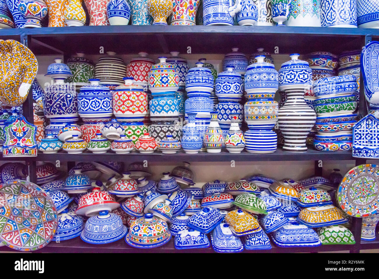 Tradizionale ceramica ceramica Marocco bazaar Foto Stock