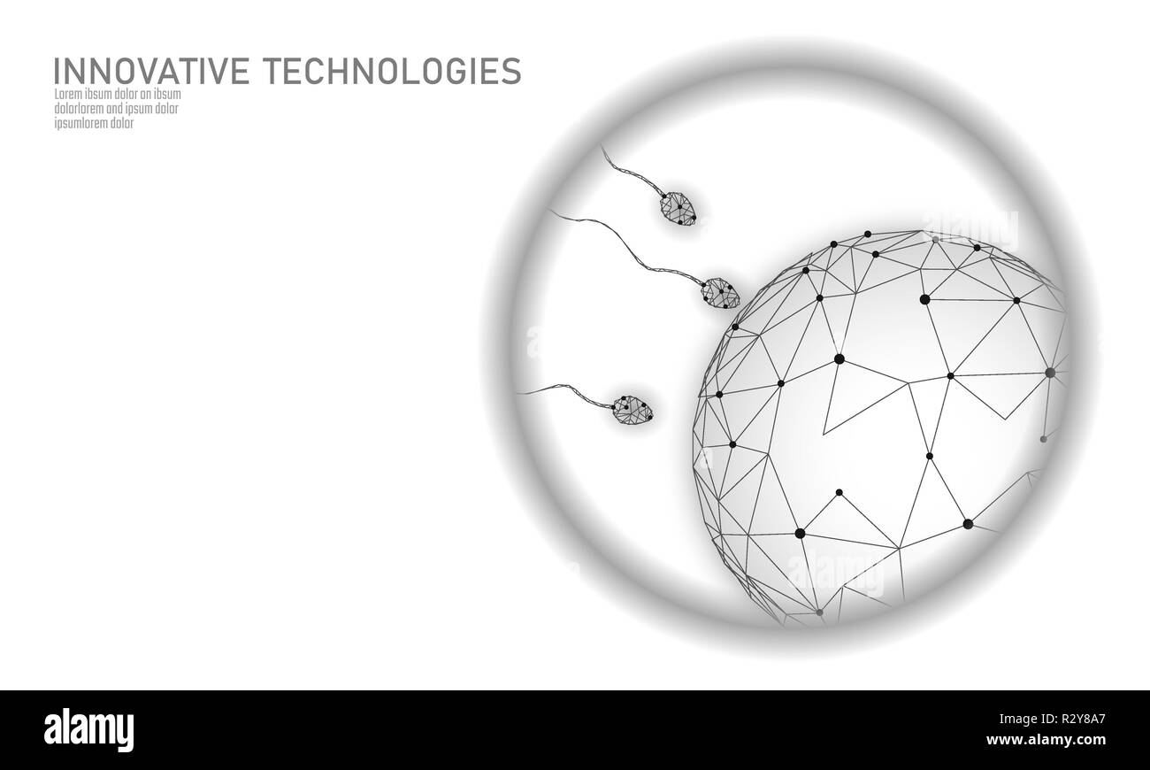 La fecondazione In Vitro 3D bassa poli. Riproduttiva della tecnologia moderna medicina health care gravidanza sana concezione di business. Uovo poligonale di sperma di inseminazione Medical Center di nascita IVF concetto moderno Illustrazione Vettoriale