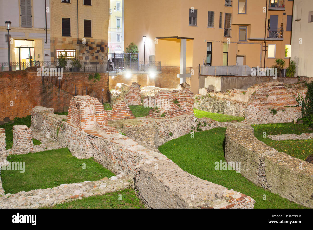 Resti del Palazzo Imperiale - Milano, capitale dell Impero Romano d Occidente dal 286 a.c. al 482 Foto Stock