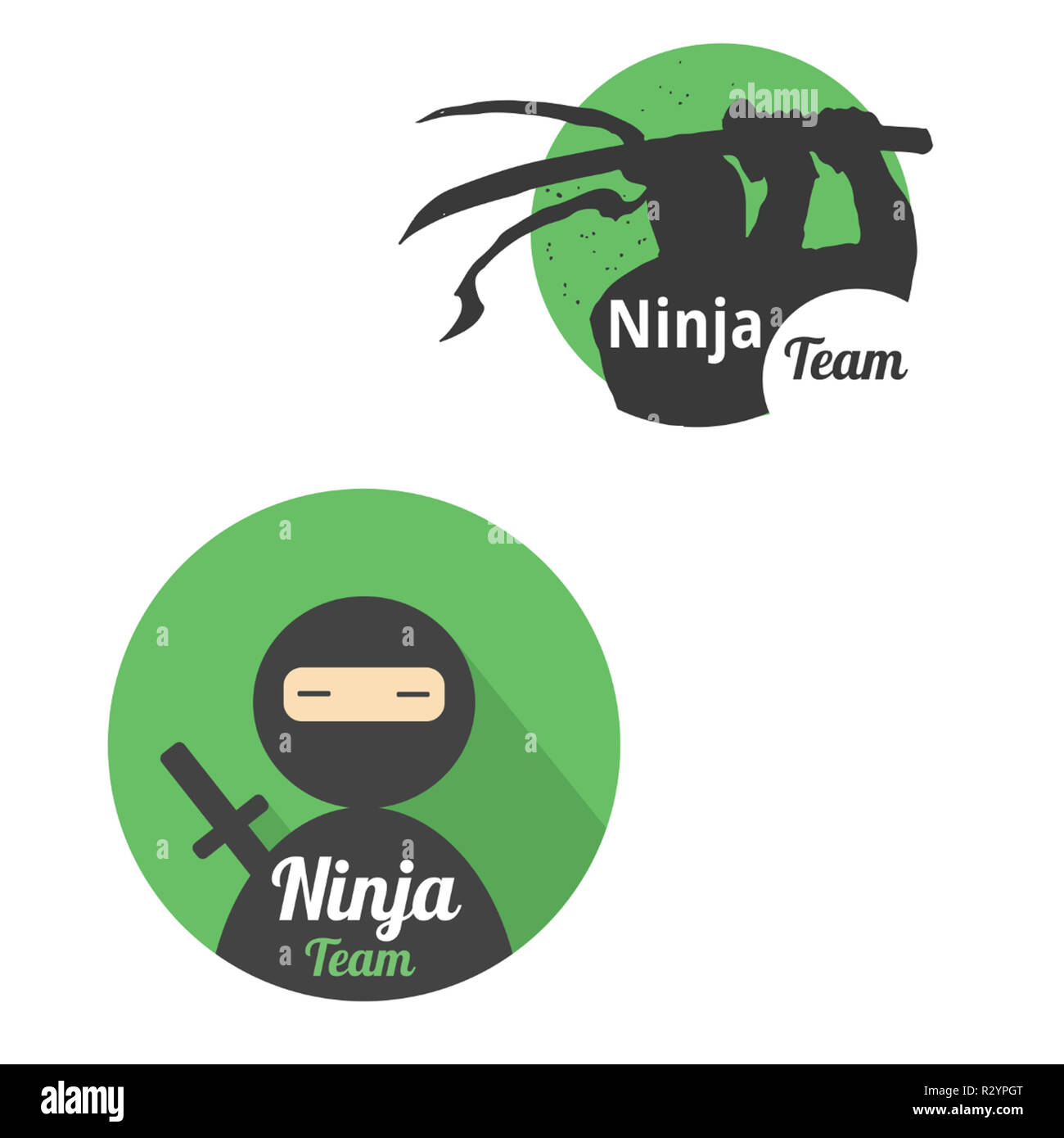 Un set di icone dei personaggi del team Ninja Foto Stock