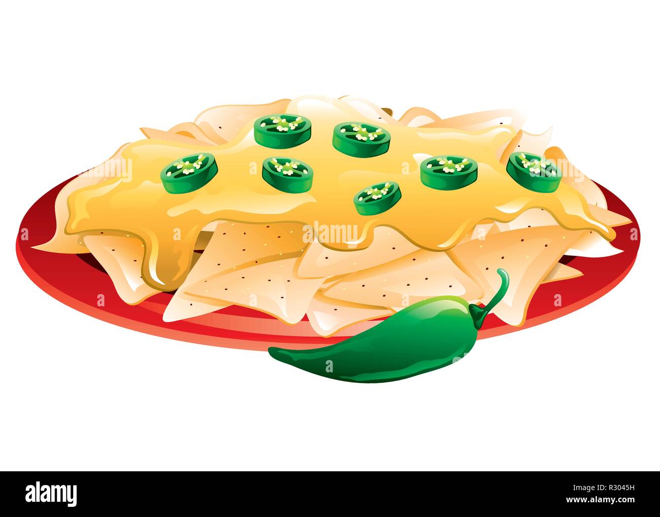 Illustrazione di nachos con jalapenos Illustrazione Vettoriale