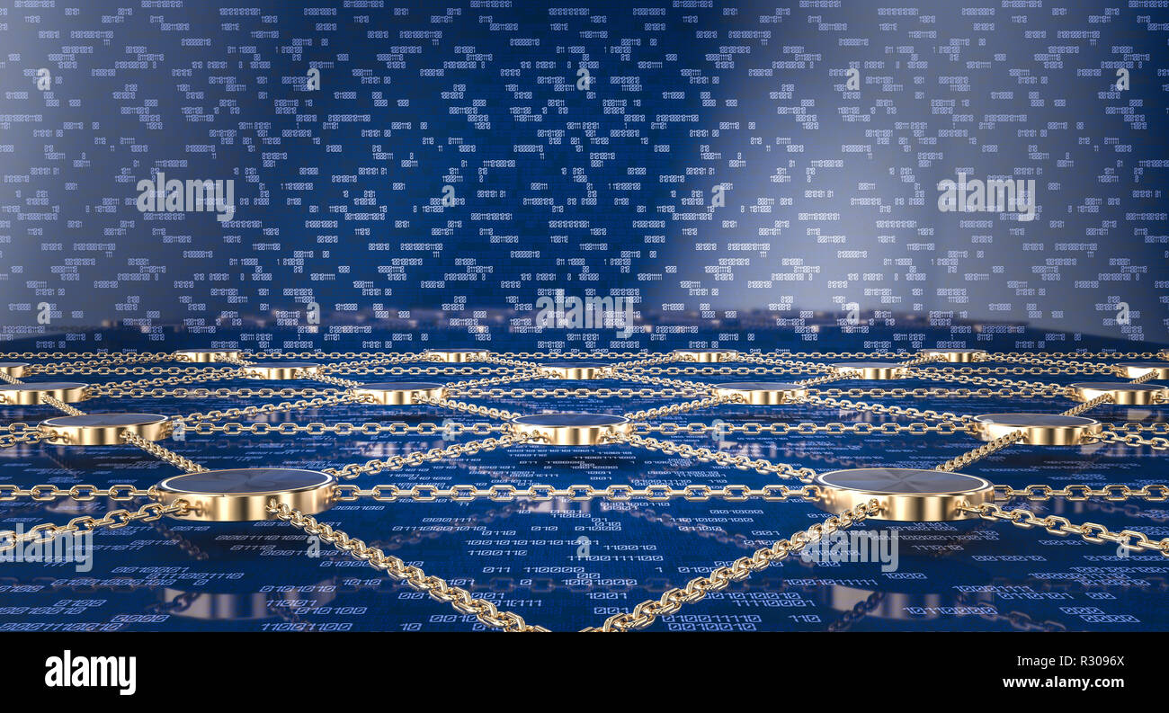 Concetto di blockchain 3d rendering immagine Foto Stock