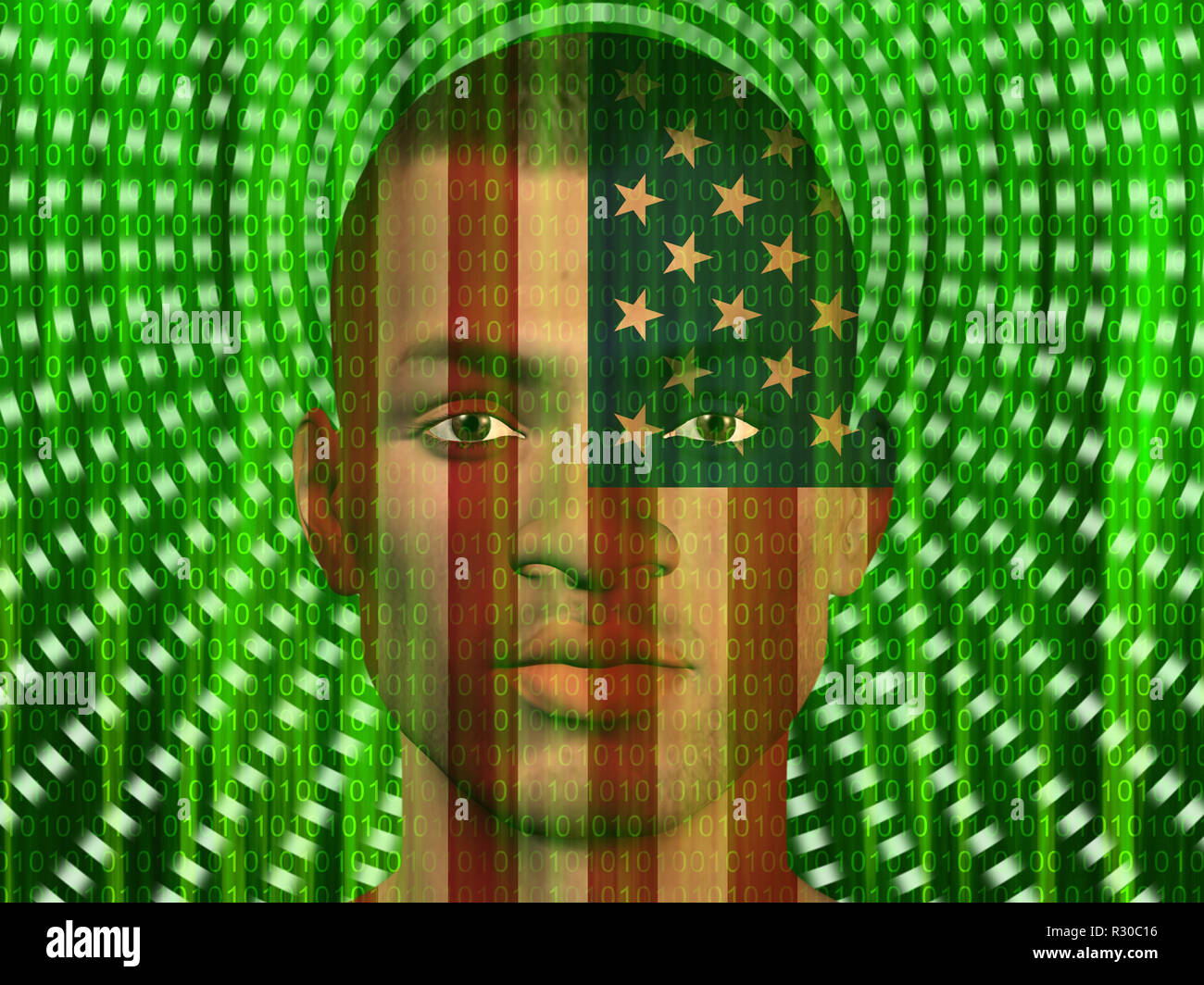 USA L'uomo con lo streaming di codice binario Foto Stock