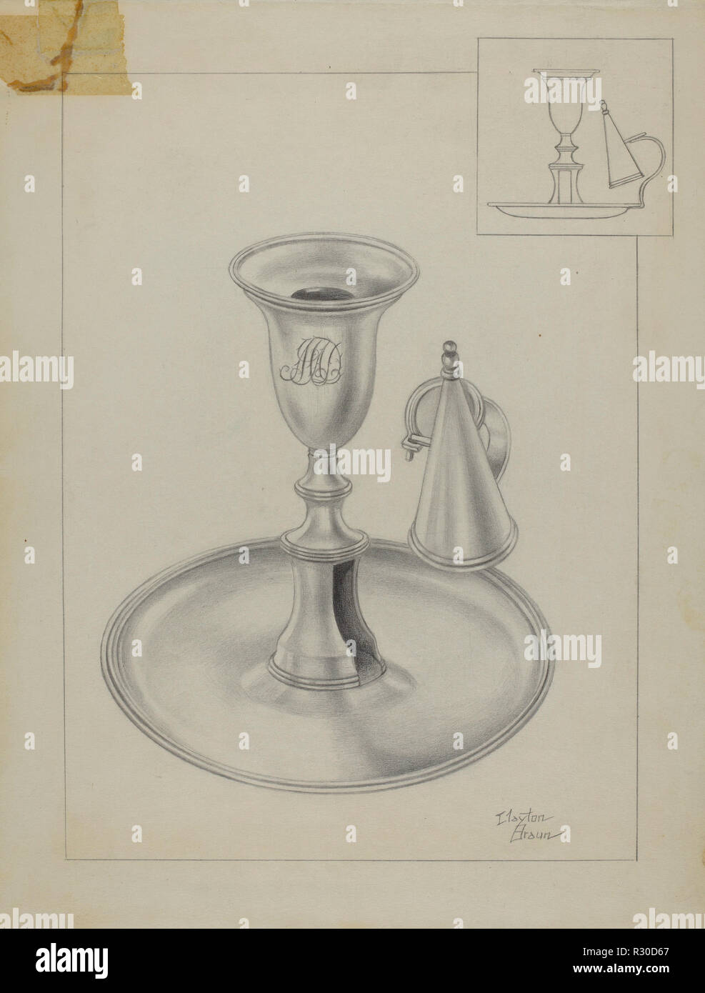 Argento candelabro titolare. Data: c. 1936. Dimensioni: complessivo: 29,8 x 22,9 cm (11 3/4 x 9 in.). Medium: grafite su carta. Museo: National Gallery of Art di Washington DC. Autore: Clayton Braun. Foto Stock