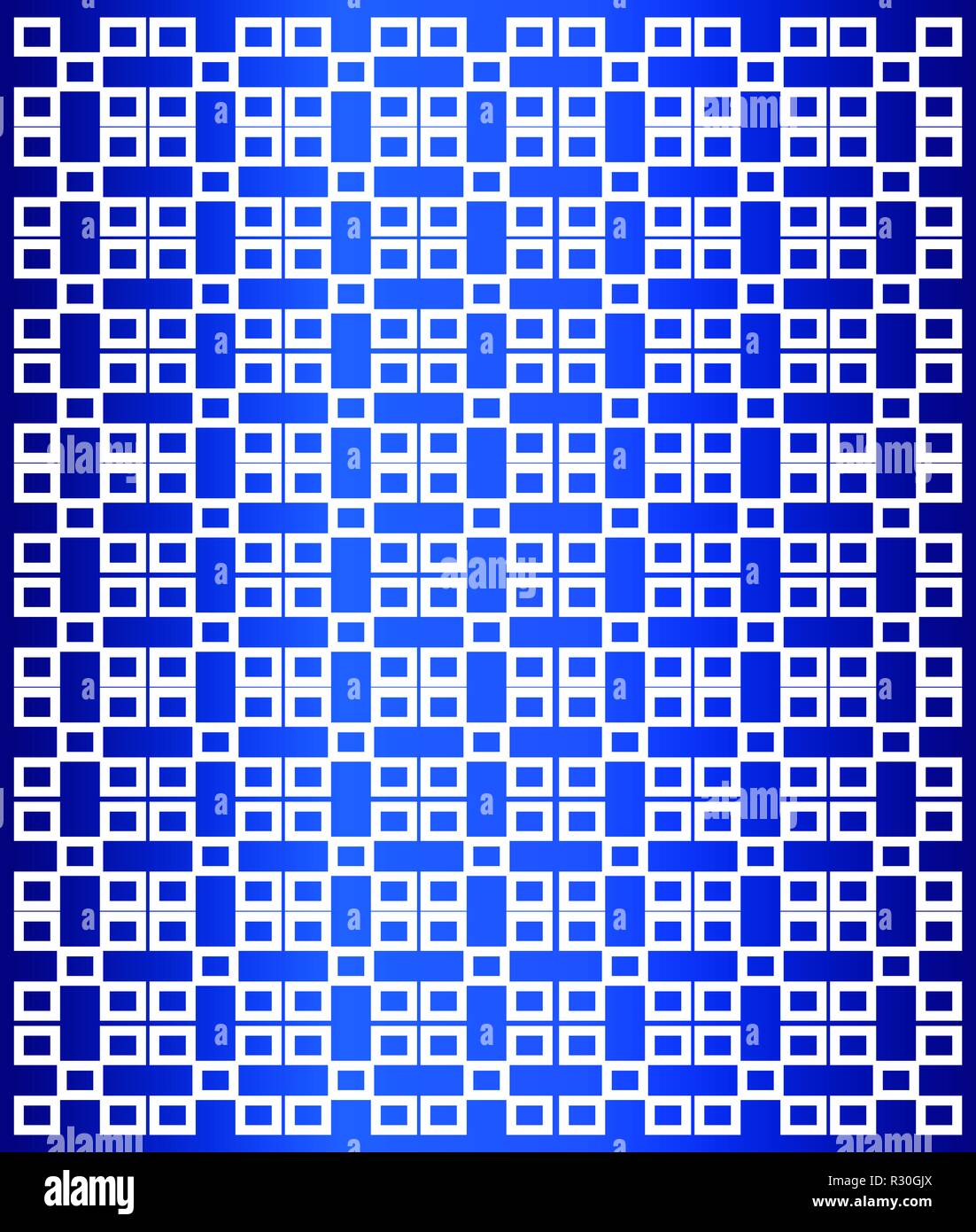 Quadrato bianco pattern con sfondo blu. Rettangolare modello geometrico. Configurazione vettore Foto Stock