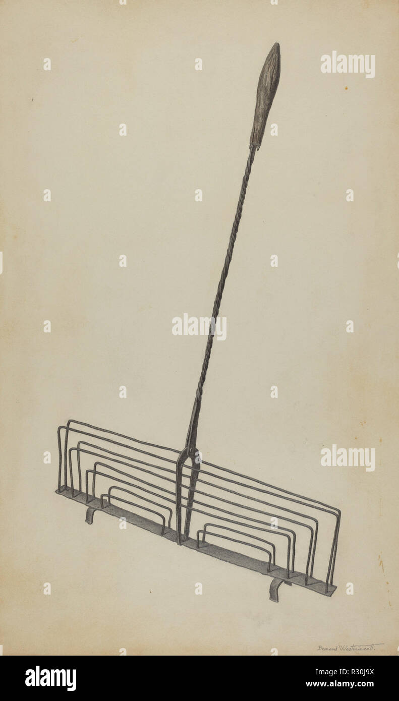 Toast Rack. Data: c. 1938. Dimensioni: complessivo: 45,6 x 28,5 cm (17 15/16 x 11 1/4 in.) originale IAD Oggetto: 16 3/16' ampia; 7/8' profonda; 5' elevata; 26 1/2' lungo. Medium: grafite su carta. Museo: National Gallery of Art di Washington DC. Autore: Bernard Westmacott. Foto Stock