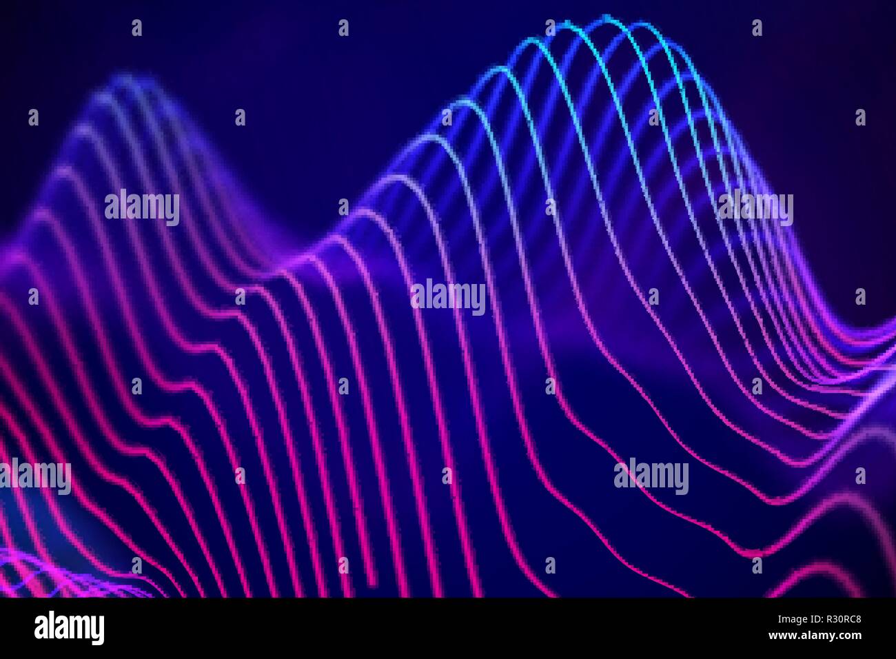 3D onde sonore. Grande dati visualizzazione astratta. Illustrazione Vettoriale