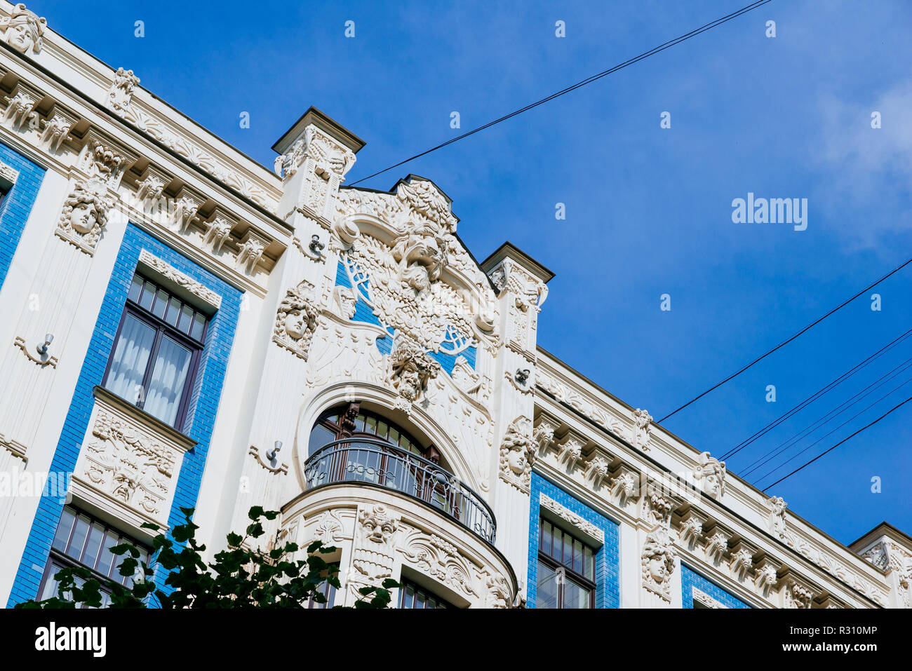 Architettura Art nouveau a Riga - Alberta iela 8 - casa vivente di Mikhail Eisenstein costruito nel 1903. Riga, Lettonia, Paesi baltici, Europa. Foto Stock