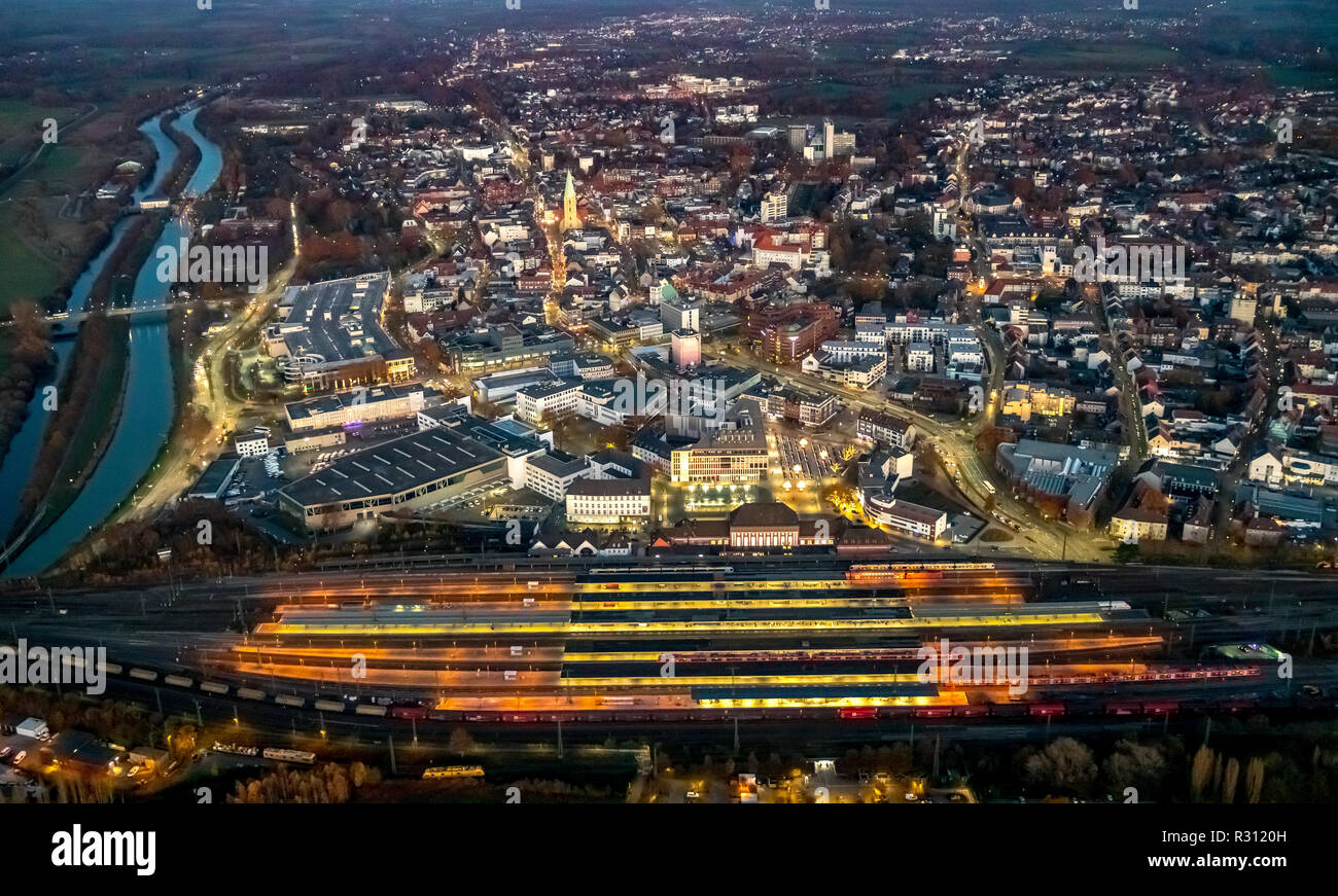 Sulla mente, DEU, Germania, Europa, Hamm, Hamm Stazione Centrale, SRH College di logistica e di economia, downtown Hamm, Kleist Forum, la fotografia aerea Foto Stock