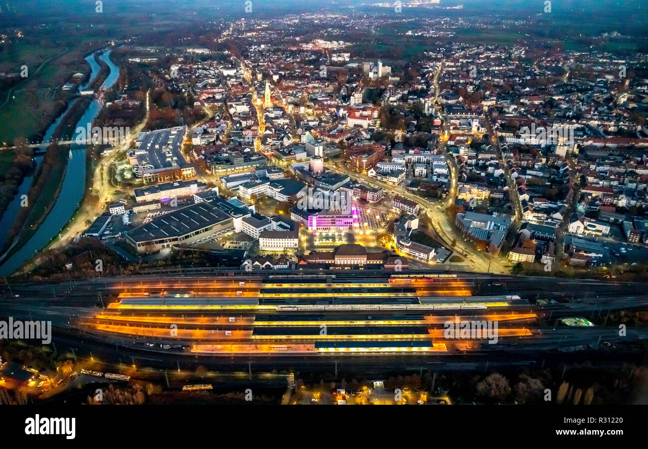 Sulla mente, DEU, Germania, Europa, Hamm, Hamm Stazione Centrale, SRH College di logistica e di economia, downtown Hamm, Kleist Forum, la fotografia aerea Foto Stock