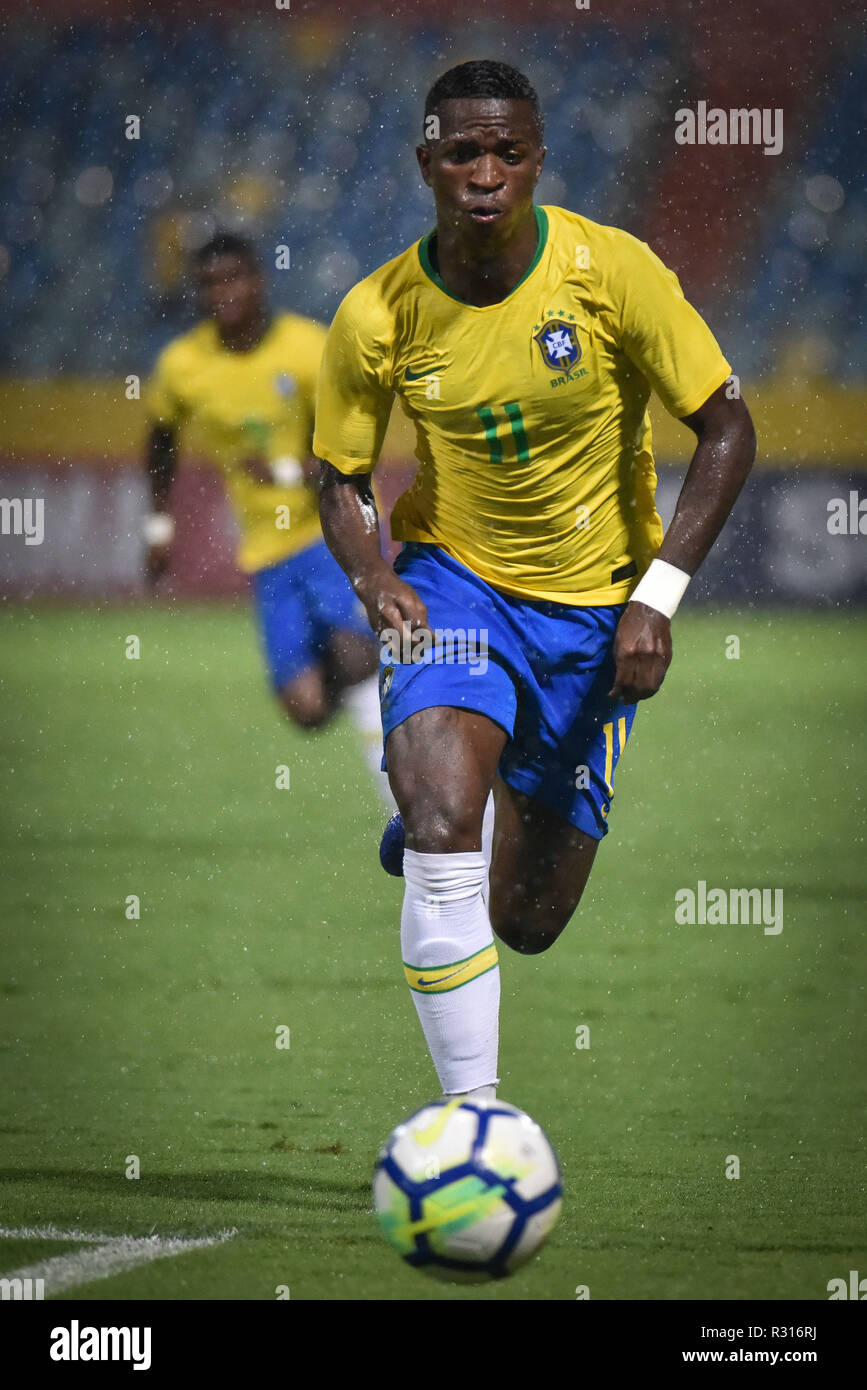 Andare - Goiania - 11/20/2018 - squadra amichevole sotto 20, Brasile vs Colombia - Vinicius Junior del Brasile durante la partita contro la Colombia in Olimpico per il cordiale sub 20. Foto: Andre Borges / AGIF Foto Stock