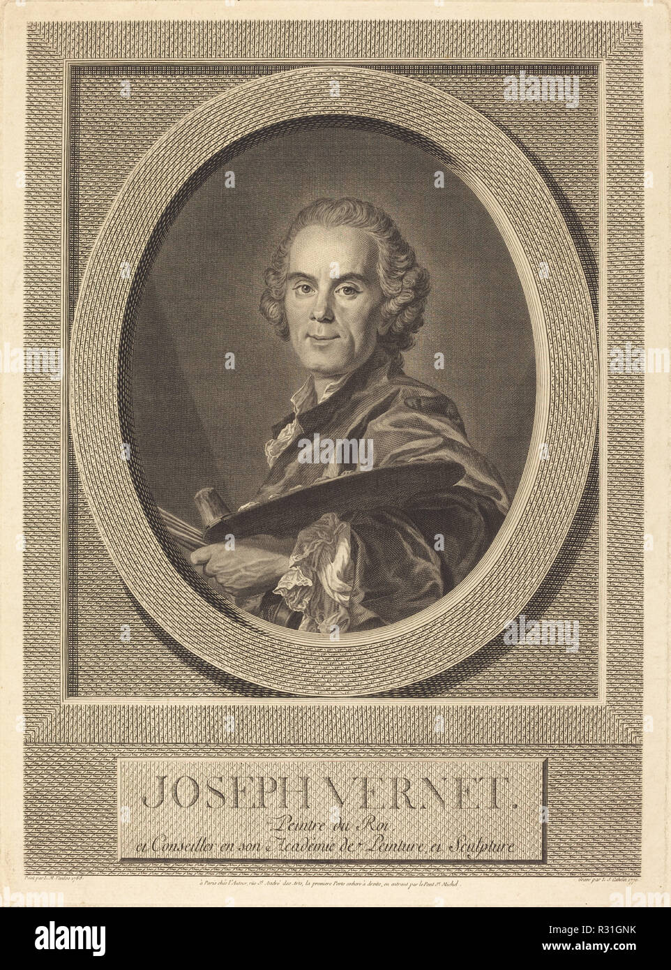 Joseph Vernet. Data: 1770. Dimensioni: piastra: 41,3 x 30,3 cm (16 1/4 x 11 15/16 in.) foglio: 47,4 x 35,2 cm (18 11/16 x 13 7/8 in.). Medium: incisione su carta vergata. Museo: National Gallery of Art di Washington DC. Autore: Louis-Jacques Cathelin dopo Louis Michel Van Loo. Foto Stock