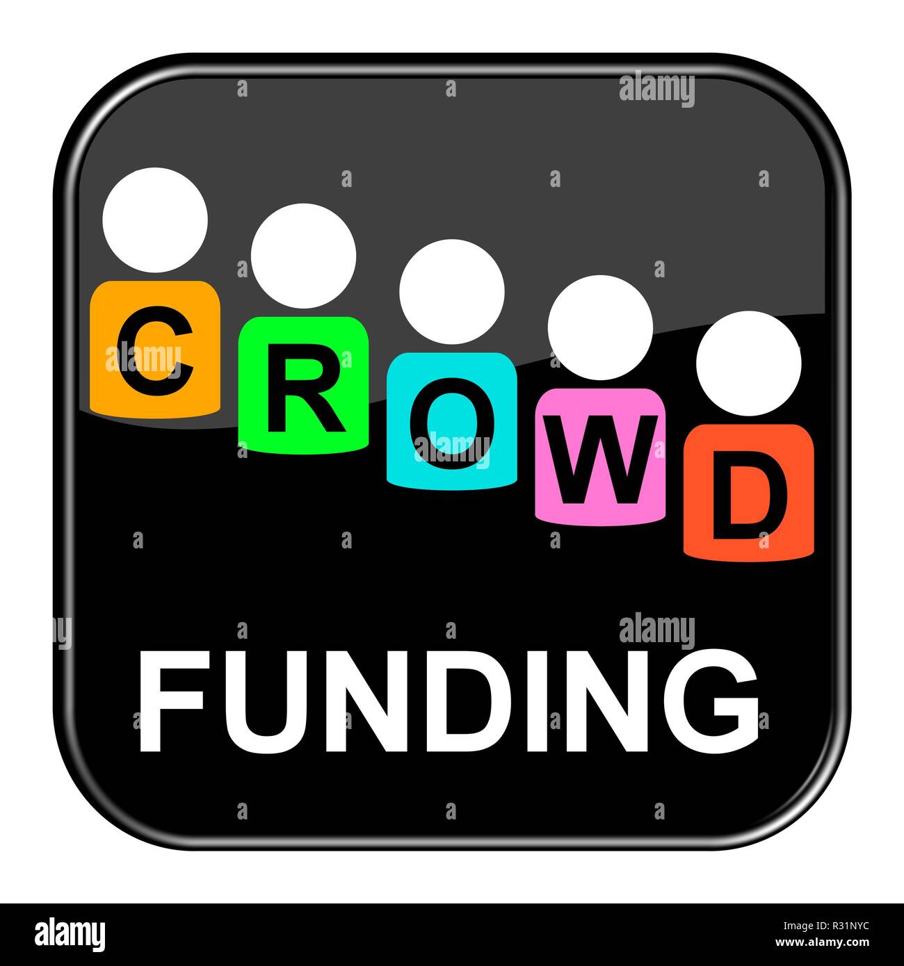 Pulsante lucido nero - crowdfunding Foto Stock