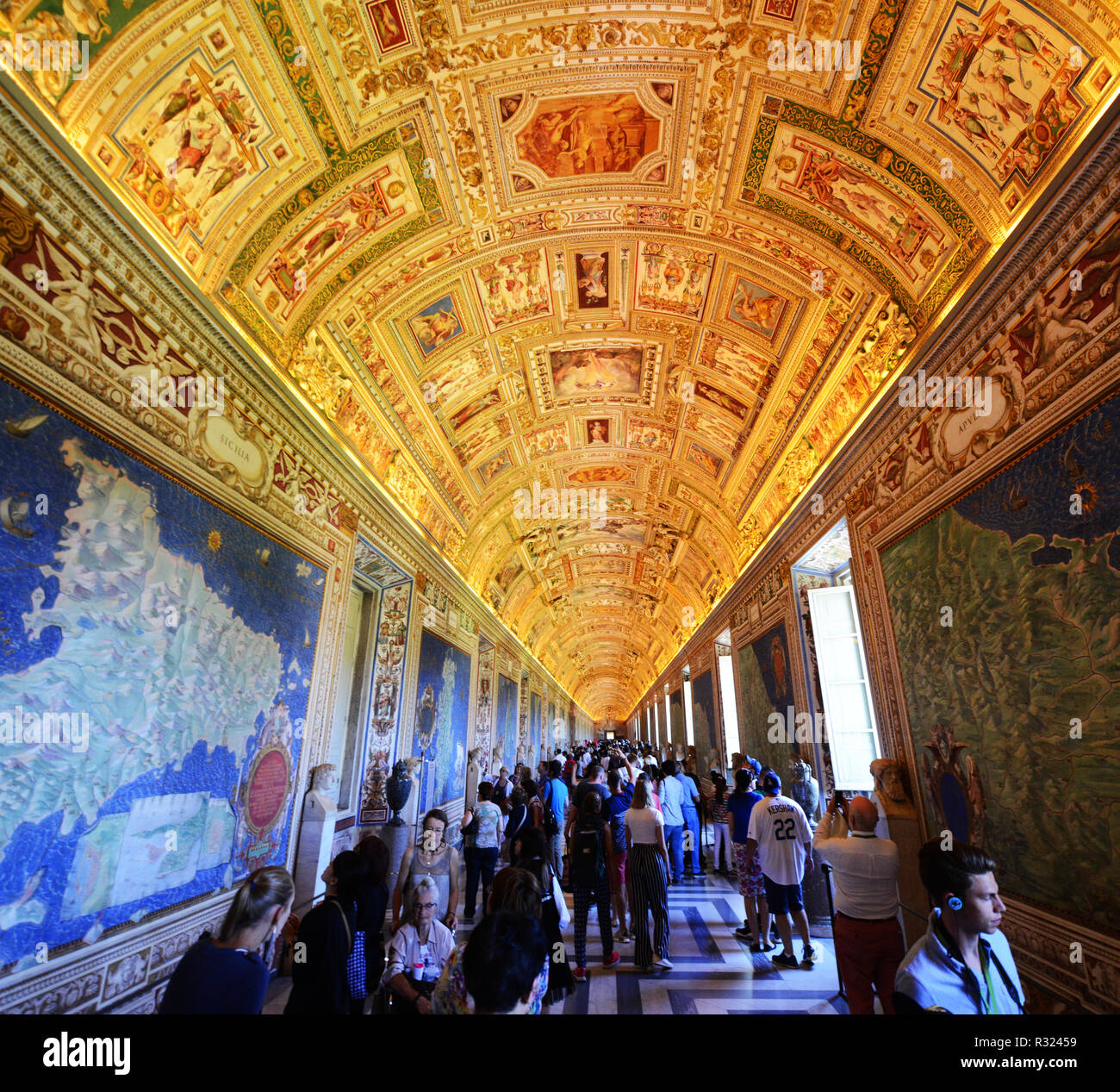 Galleria delle Carte Geografiche nei Musei Vaticani. Foto Stock