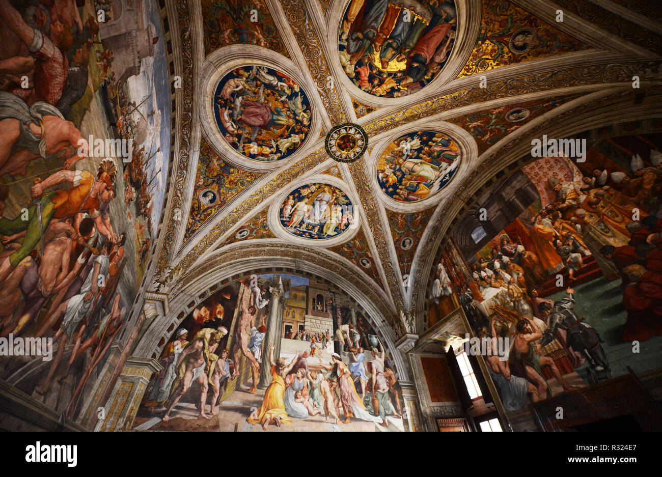 Bellissimo soffitto arte presso il Museo del Vaticano a Roma. Foto Stock