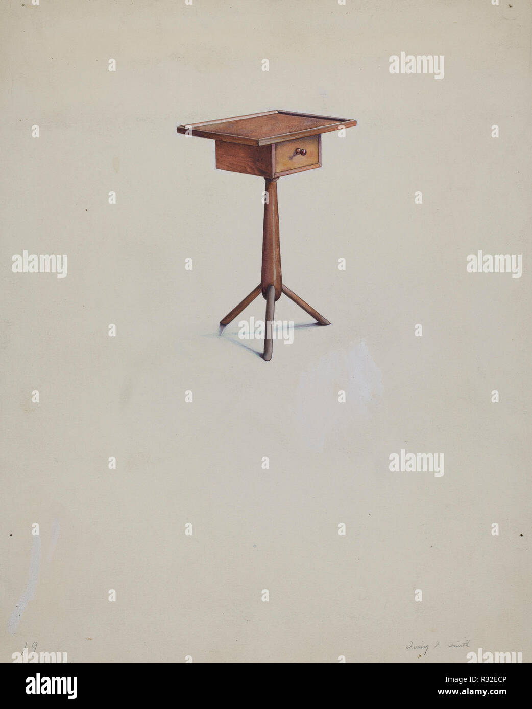 Shaker Peg Leg Stand. Data: 1935/1942. Dimensioni: complessivo: 27,9 x 22,8 cm (11 x 9 in.). Medium: acquerello, penna e inchiostro e gouache su carta. Museo: National Gallery of Art di Washington DC. Autore: Irving I. Smith. Foto Stock