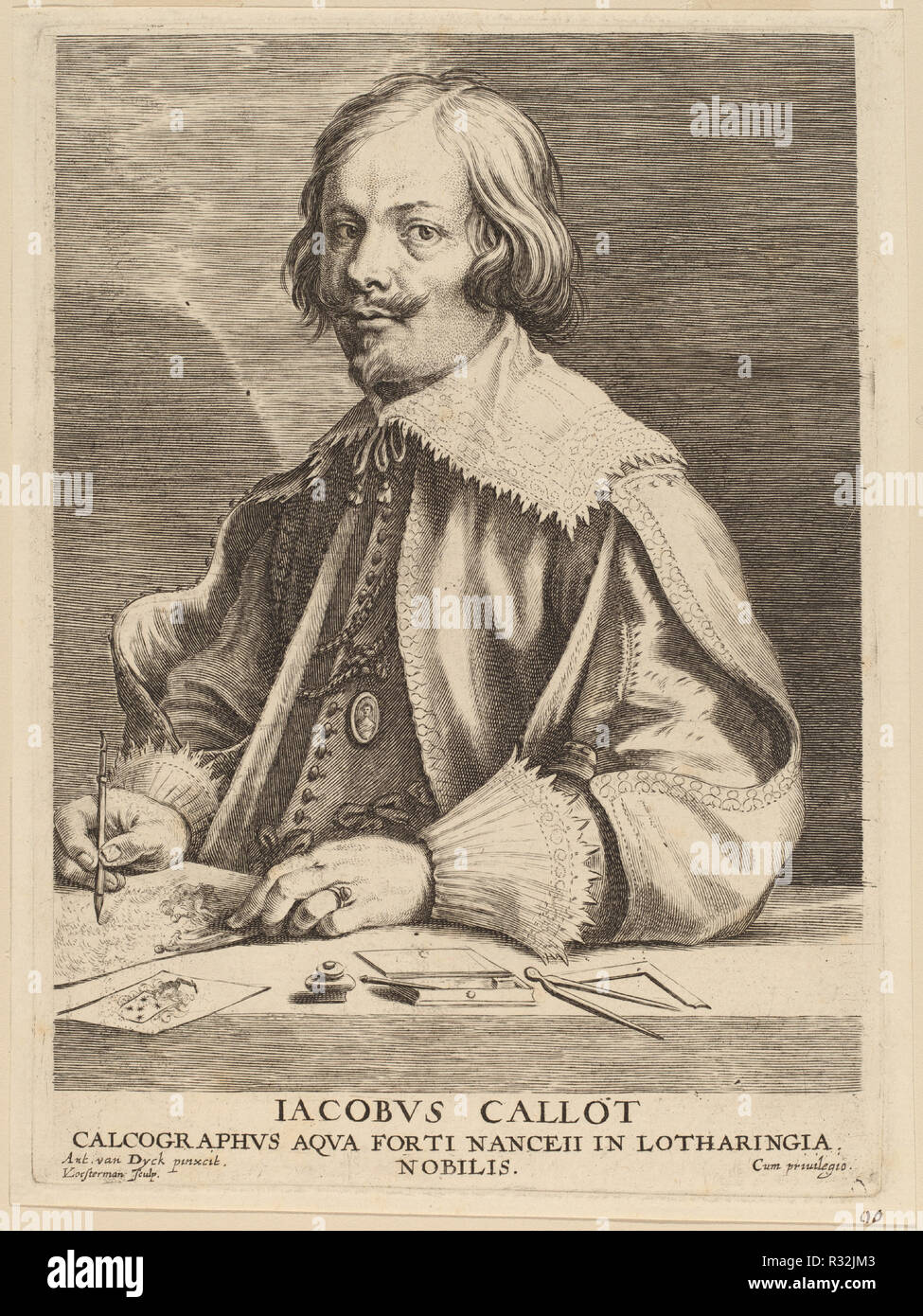 Jacques Callot. Medium: incisione. Museo: National Gallery of Art di Washington DC. Autore: Lucas Emil Vorsterman dopo Sir Anthony van Dyck. Foto Stock