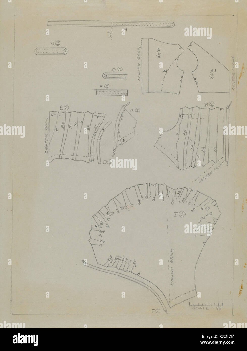 Modello per vestire. Data: c. 1936. Dimensioni: complessivo: 26,6 x 20,5 cm (10 1/2 x 8 1/16 in.). Medium: grafite su carta. Museo: National Gallery of Art di Washington DC. Autore: Jean Peszel. Foto Stock