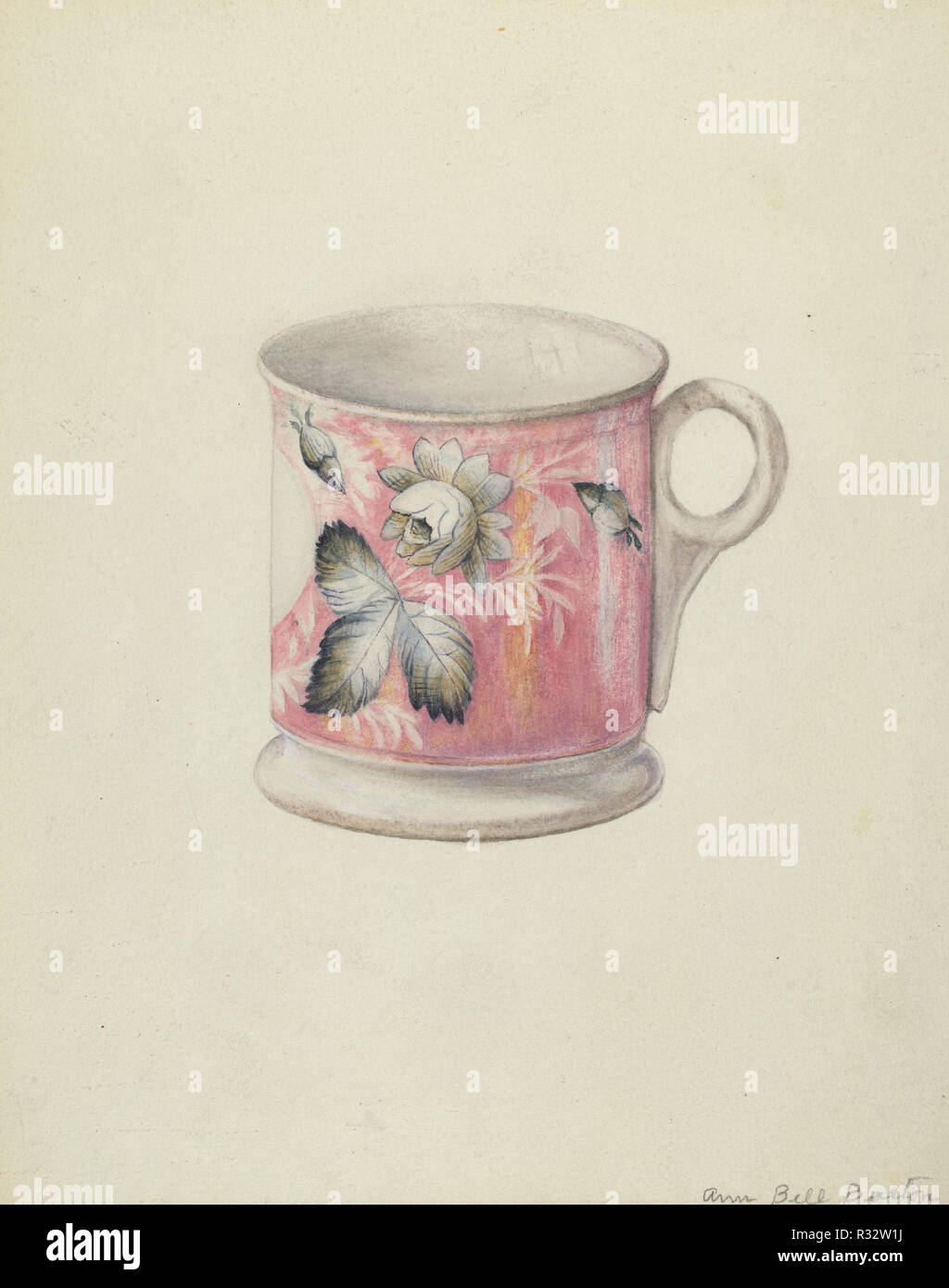 Boccale di rasatura. Data: c. 1940. Dimensioni: complessivo: 28,1 x 22,2 cm (11 1/16 x 8 3/4 in.) originale IAD oggetto: 4' alto (circa). Medium: acquerello, grafite e gouache su carta. Museo: National Gallery of Art di Washington DC. Autore: Mary Ann Burton. Foto Stock