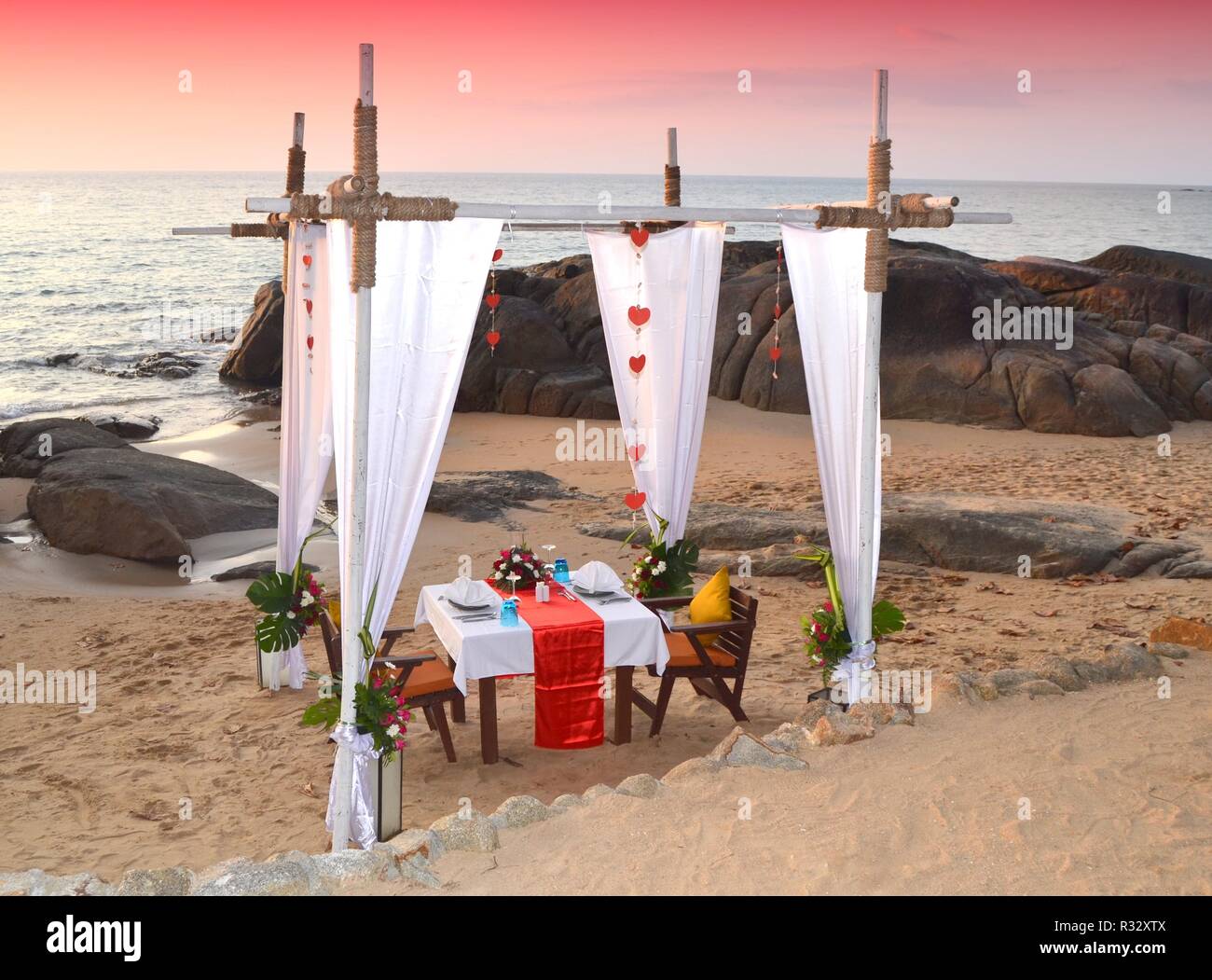 Cena in spiaggia Foto Stock