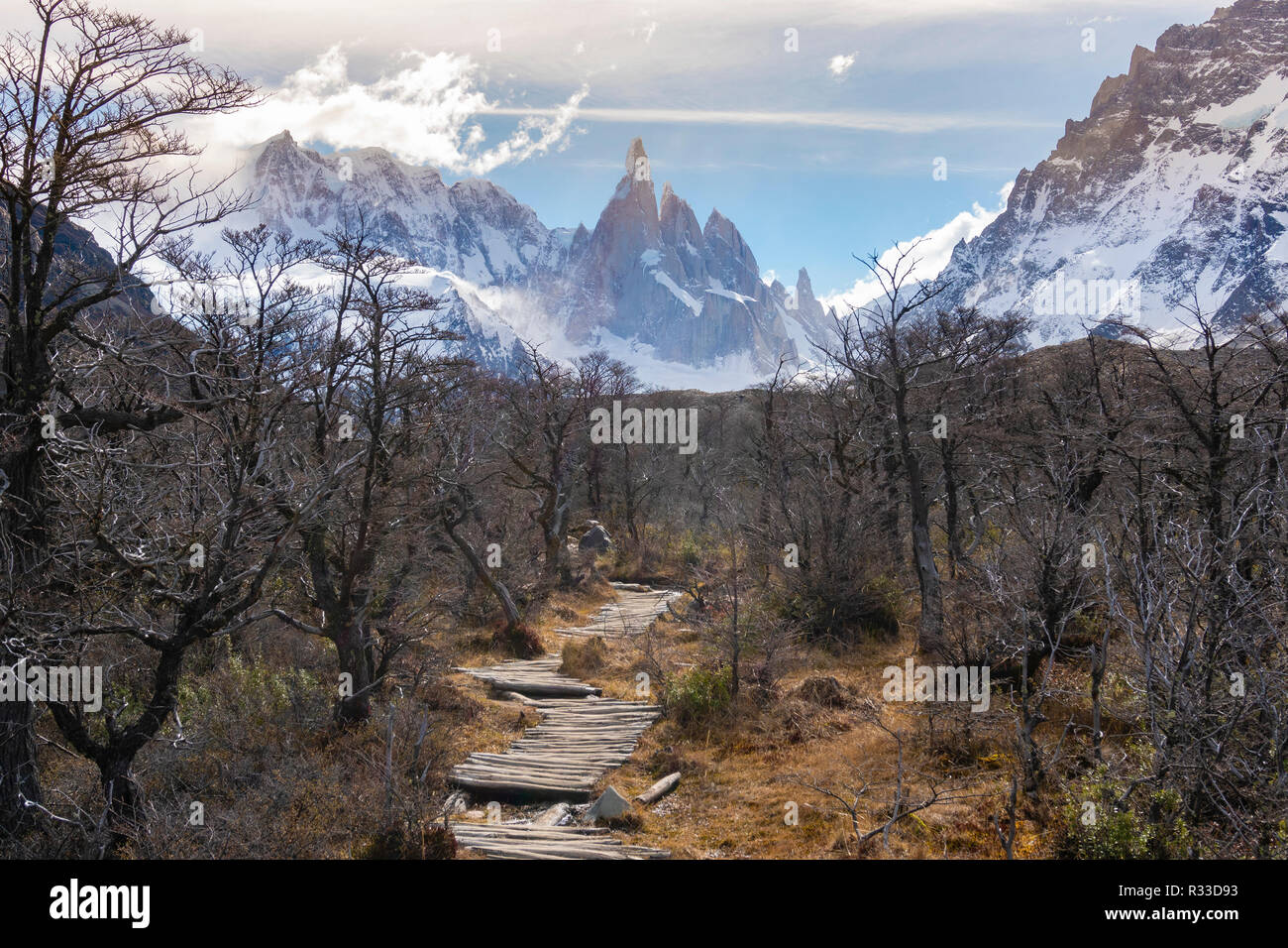 Cerro Torre mountain al parco nazionale Los Glaciares in Argentina Foto Stock