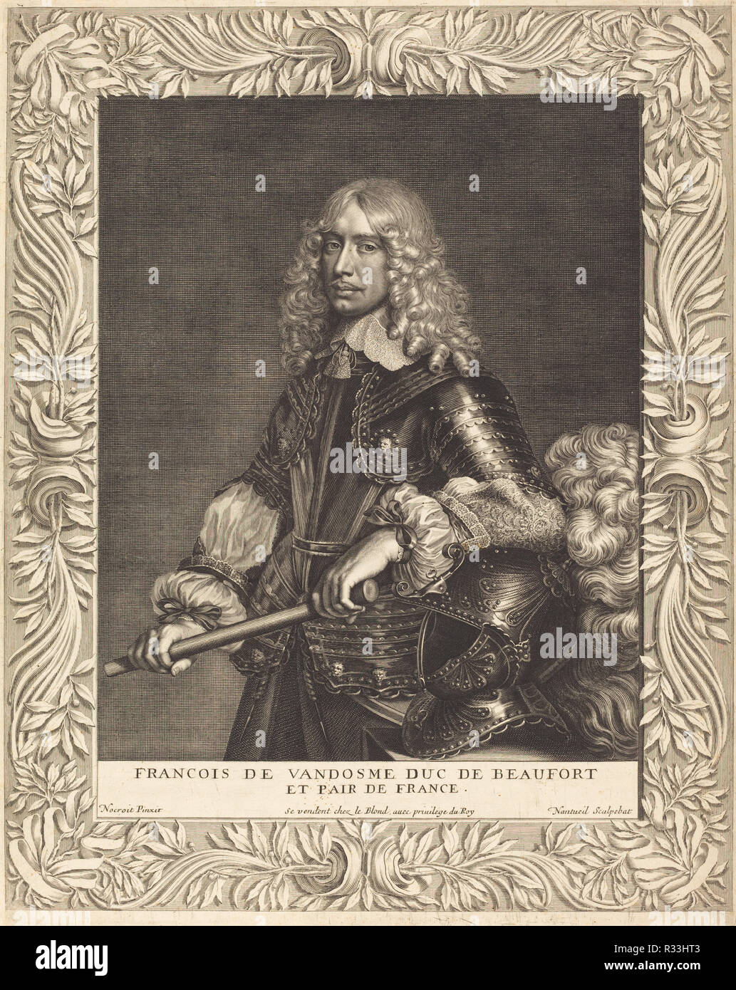 Francois, Duc de Beaufort. Data: 1649. Medium: incisione. Museo: National Gallery of Art di Washington DC. Autore: Robert Nanteuil dopo Jean Nocret. Foto Stock