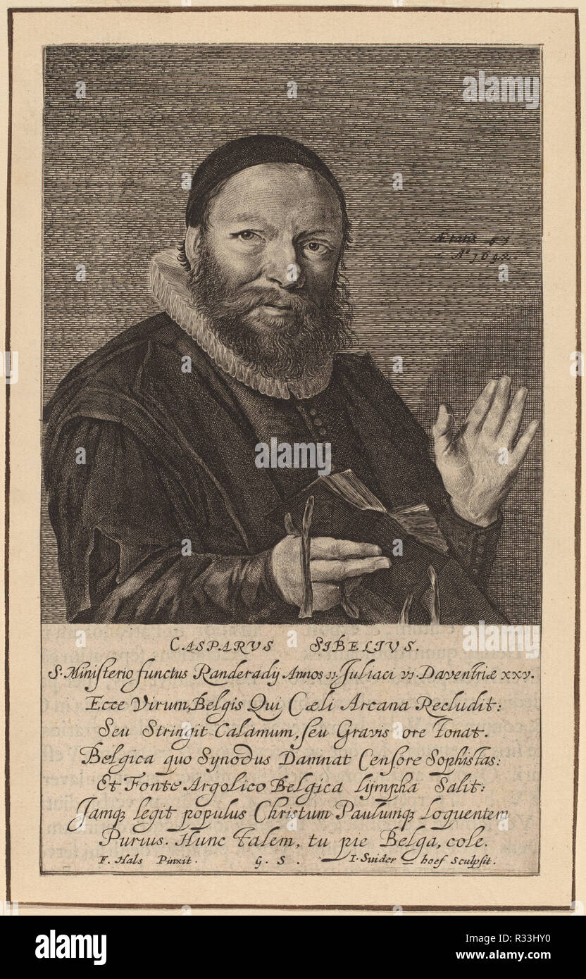 Caspar Sibelius. Medium: incisione. Museo: National Gallery of Art di Washington DC. Autore: Jonas Suyderhoff dopo Frans Hals. Foto Stock