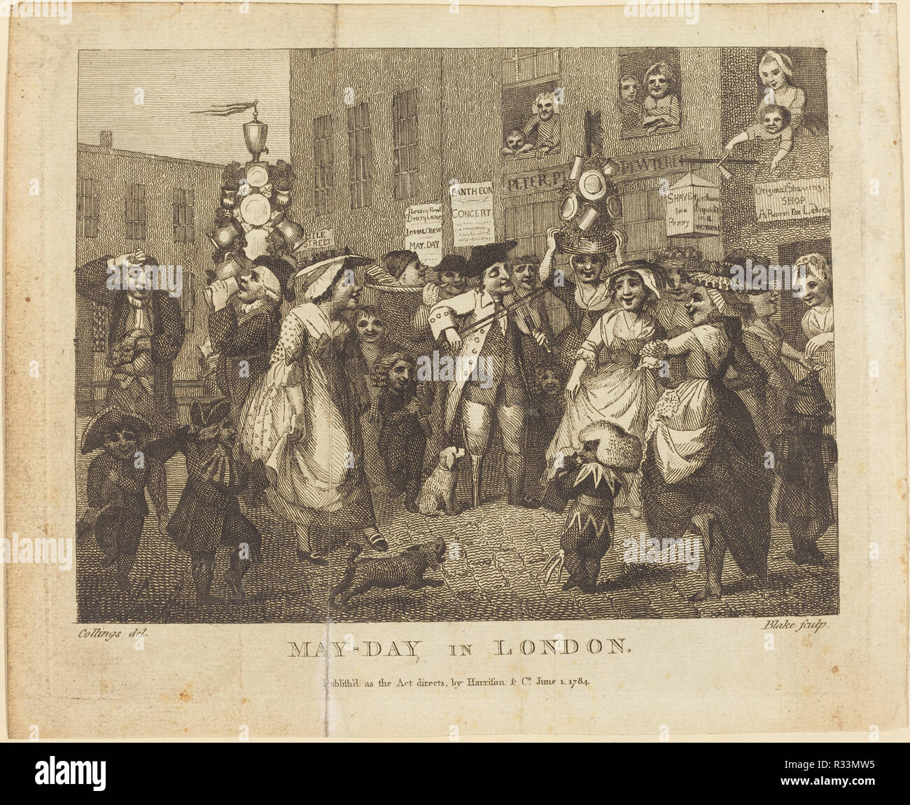 May-Day a Londra. Data: 1784. Medium: incisione. Museo: National Gallery of Art di Washington DC. Author: William Blake dopo Samuel Collings. Foto Stock