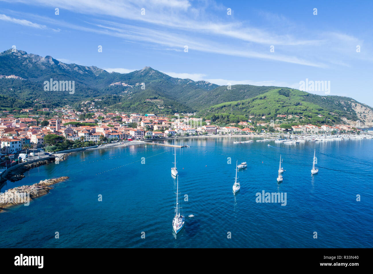 Isola d'Elba, Italia. Porto di Marciana Marina Foto Stock
