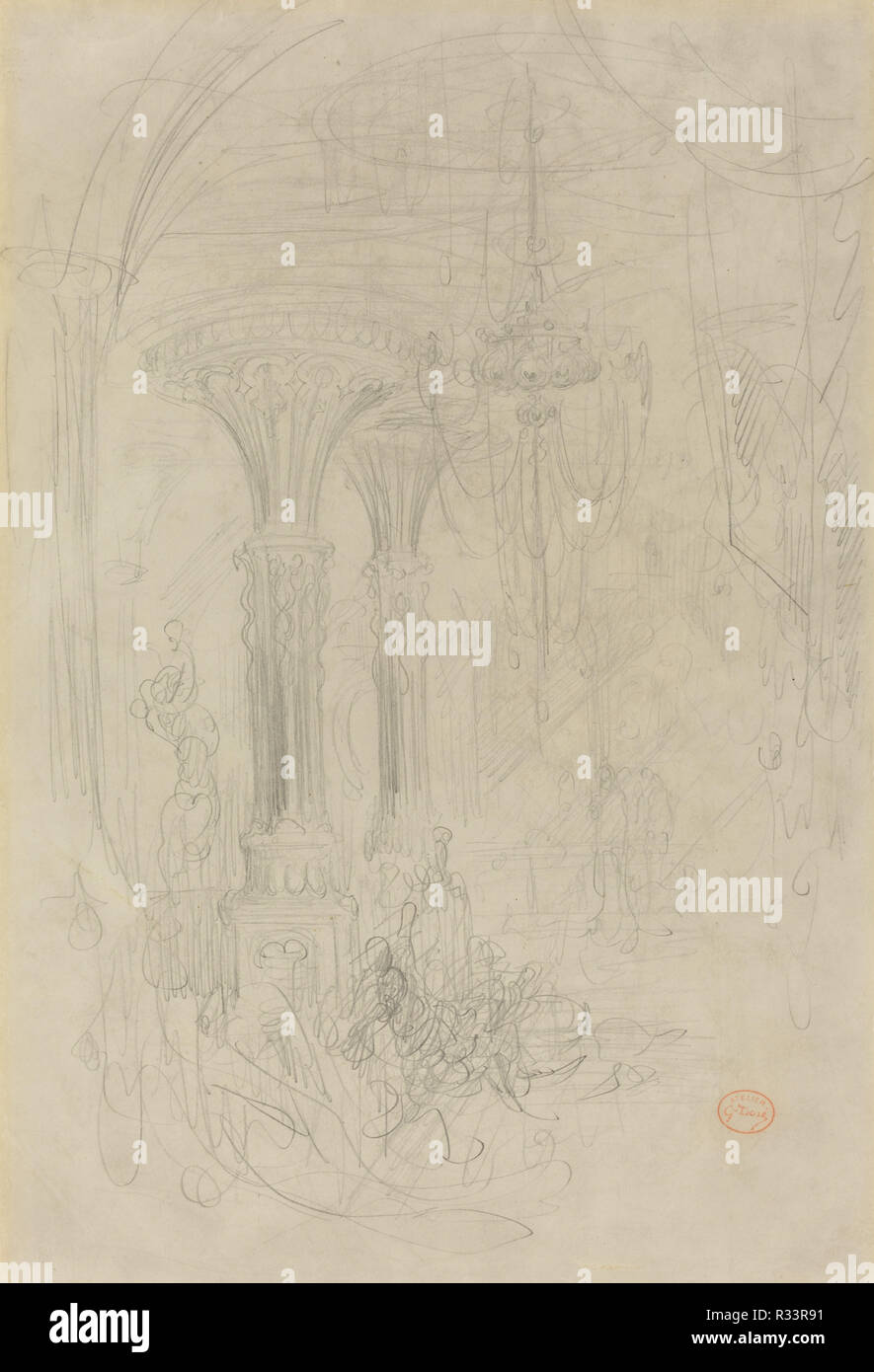 Cleopatra. Dimensioni: complessivo: 44,4 x 30,5 cm (17 1/2 x 12 in.). Medium: grafite su carta intessuta. Museo: National Gallery of Art di Washington DC. Autore: Gustave Doré. Foto Stock