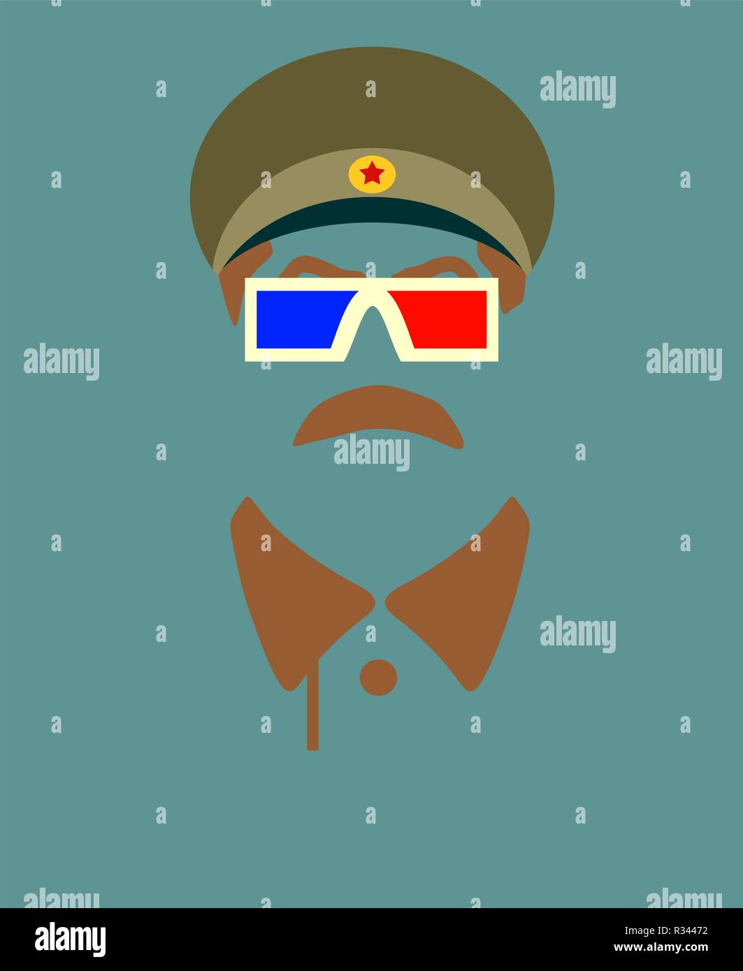 Ritratto di vettore di Joseph Stalin. Occhiali stereo Illustrazione Vettoriale