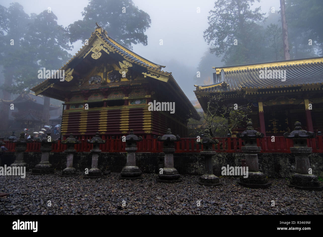 La bella ed ornata Kamijinko area di Toshogu in Nikko, Giappone. Foto Stock