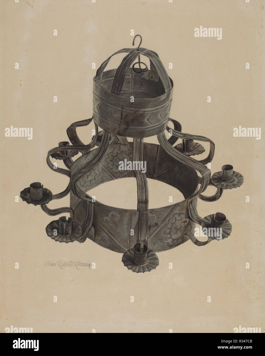 Pa. lampadario tedesco. Data: 1935/1942. Dimensioni: complessivo: 34,9 x 26,8 cm (13 3/4 x 10 9/16 in.). Medium: acquerello, grafite e penna e inchiostro su carta. Museo: National Gallery of Art di Washington DC. Autore: Elmer R. Kottcamp. Foto Stock