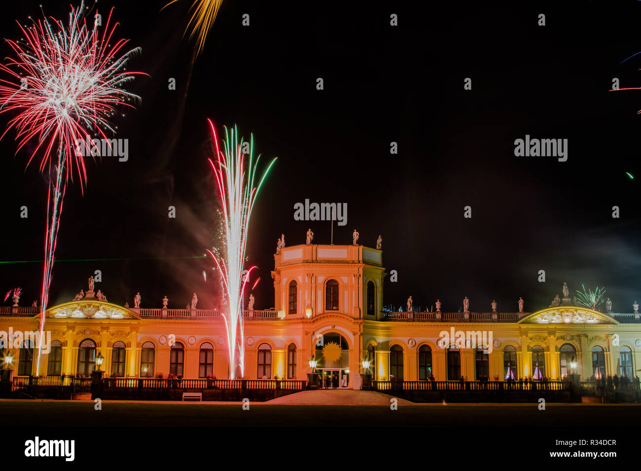 Nuovo anno fuochi d'artificio Foto Stock