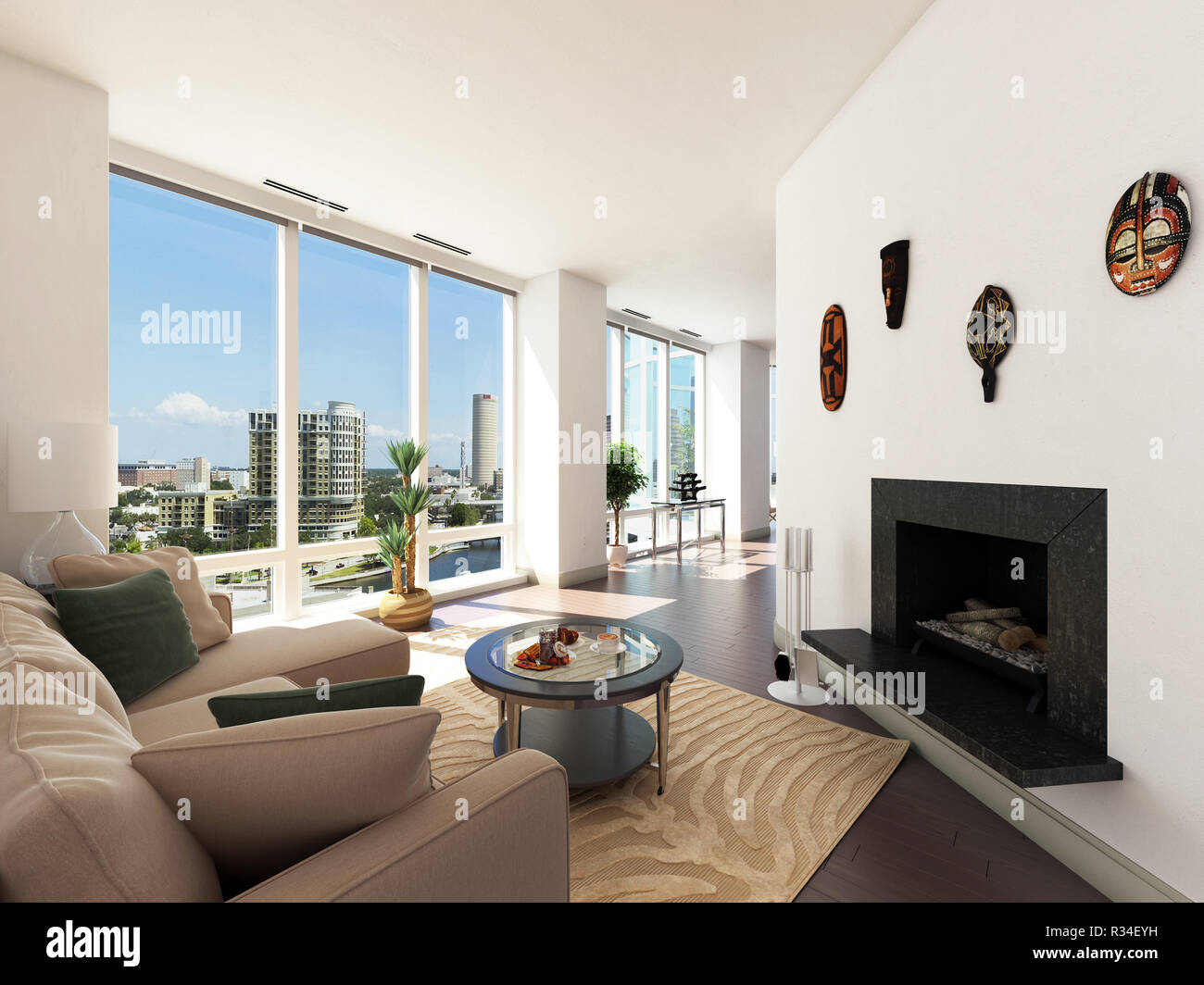 Moderno appartamento con una bellissima vista sulla città Foto Stock