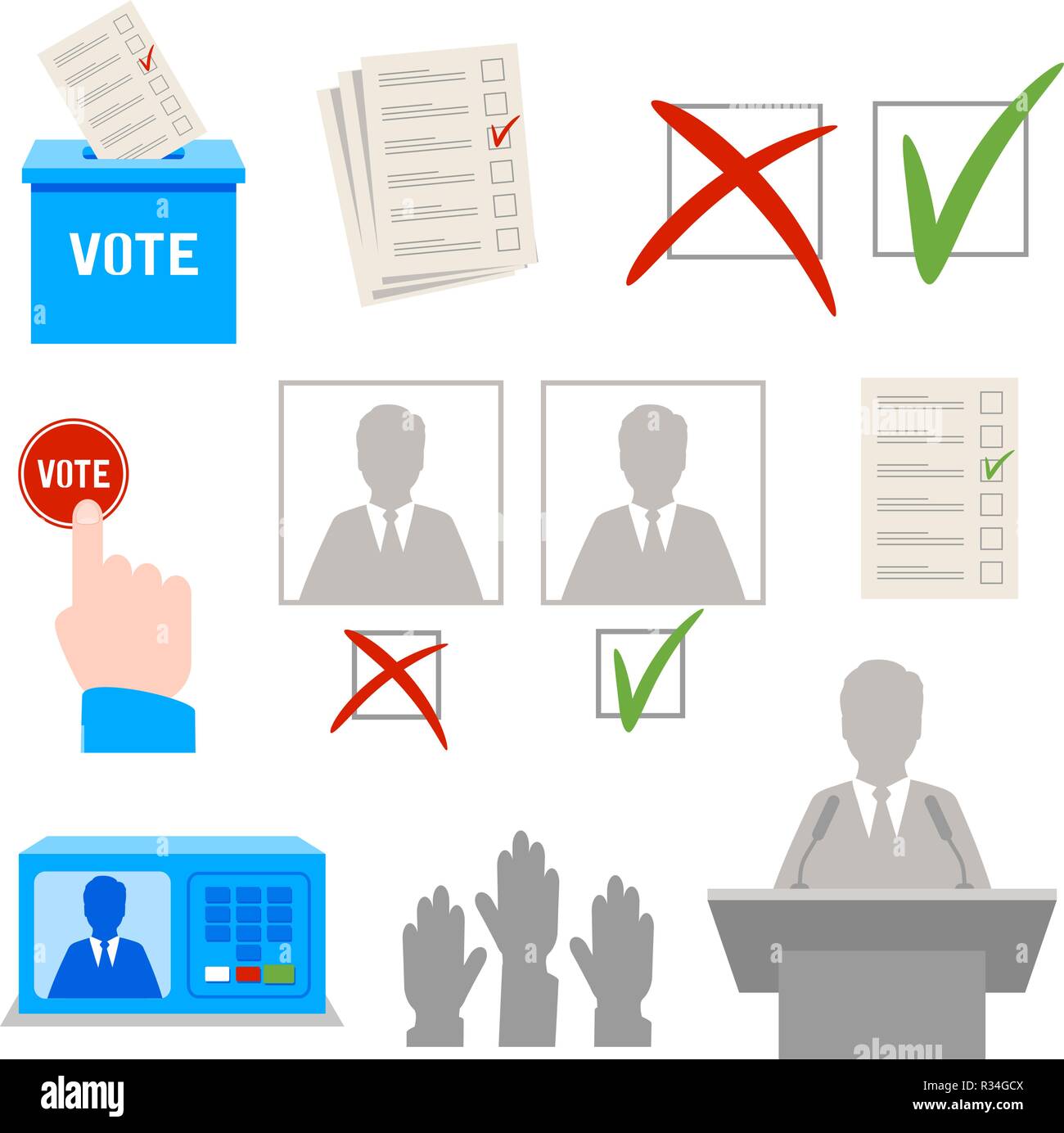 Elezioni. Set di vettore a tema icone. Eps 10 Illustrazione Vettoriale