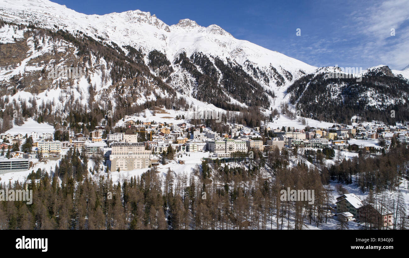 Villaggio di Pontresina - Valle dell Engadina nella stagione invernale Foto Stock