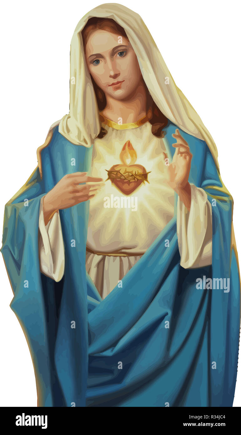 Cuore immacolato della Vergine Maria fede sacra religione illustrazione Foto Stock