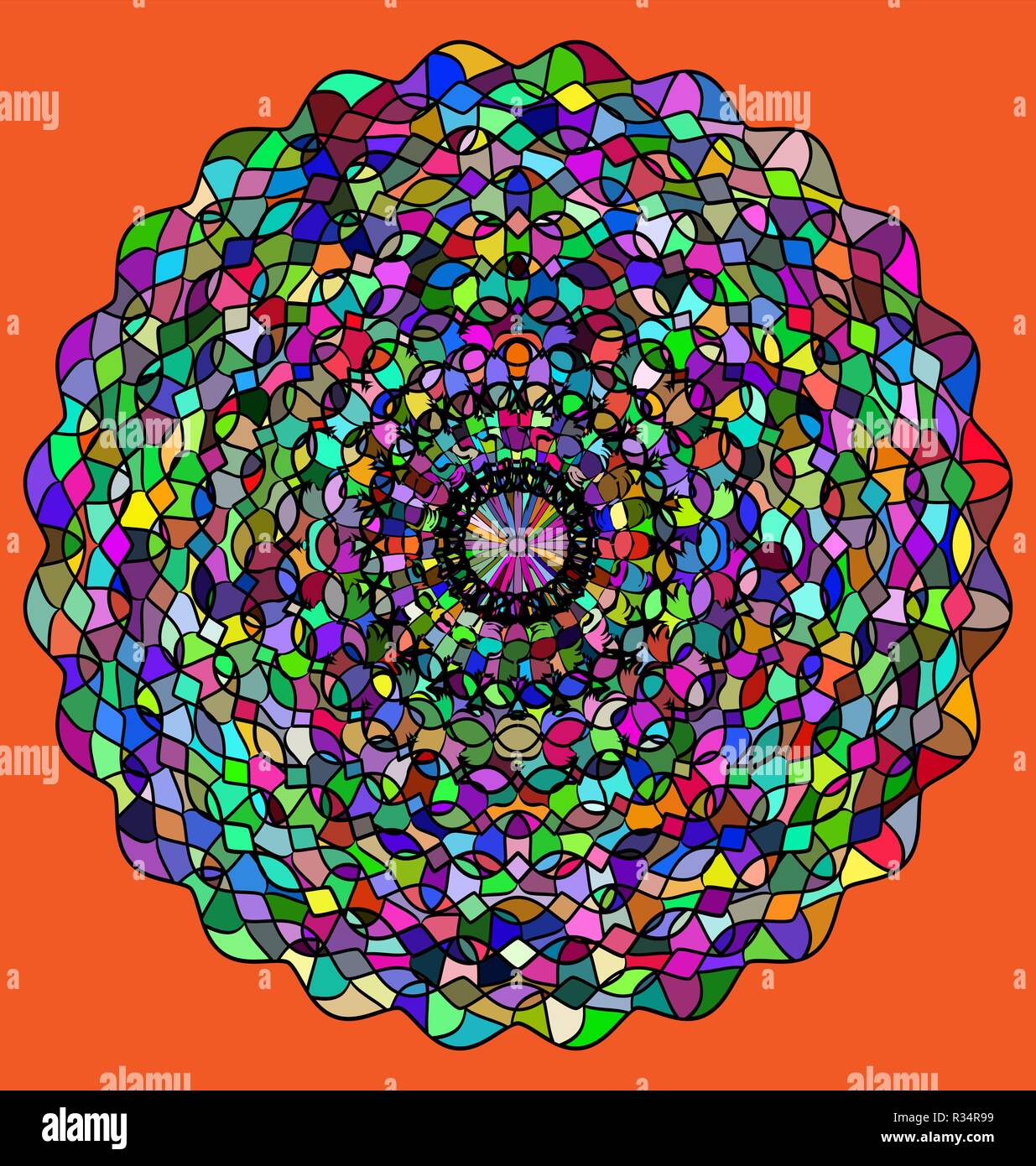 Di colore in astratto rosette con ornamemt e figure Illustrazione Vettoriale