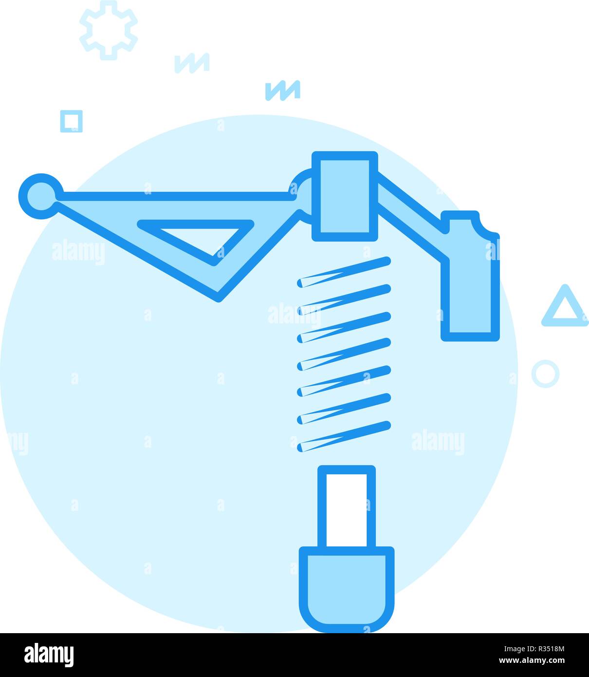 In bici o in bicicletta Sospensione Posteriore Ammortizzatore piatto icona Vettore, simbolo segno. Blue Design monocromatico. Corsa modificabile Illustrazione Vettoriale