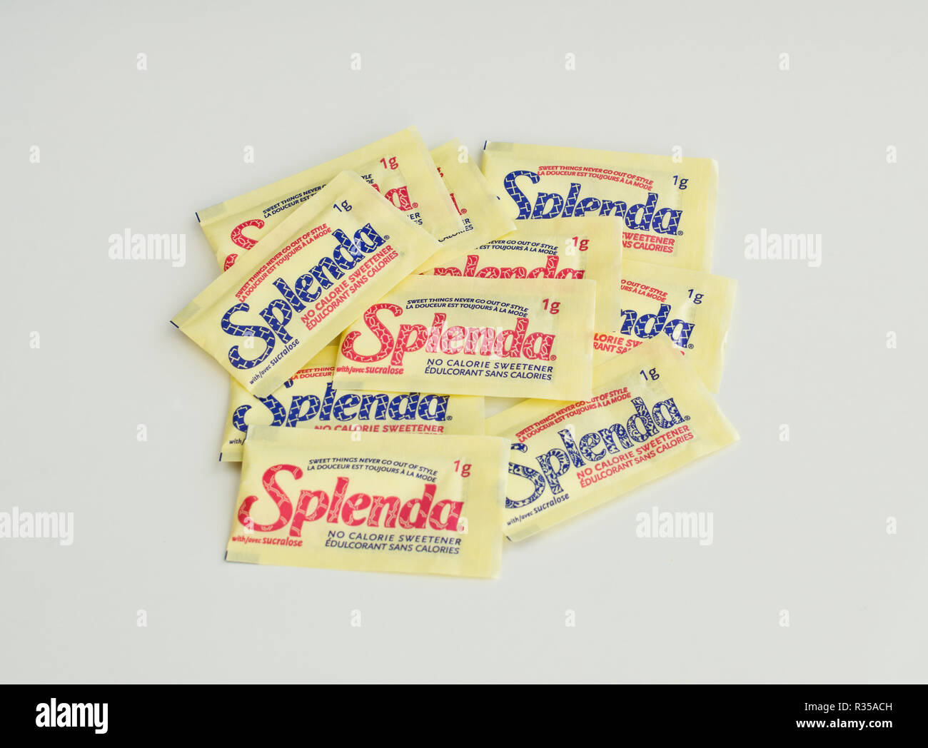 Pacchetti di Splenda dolcificante artificiale. Foto Stock