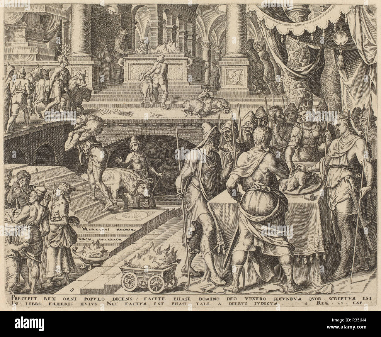 Storia di Giosia. Data: 1569. Medium: incisione. Museo: National Gallery of Art di Washington DC. Autore: Philip Galle. Foto Stock