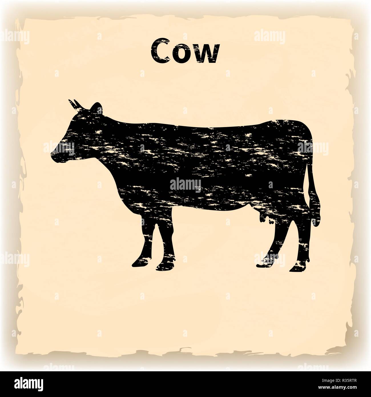 Illustrazione Vettoriale di silhouette nera di una vacca Illustrazione Vettoriale