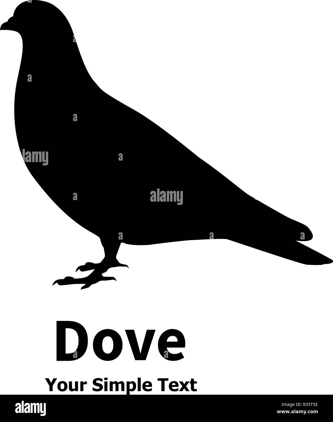 Silhouette isolata dell'uccello colomba Illustrazione Vettoriale