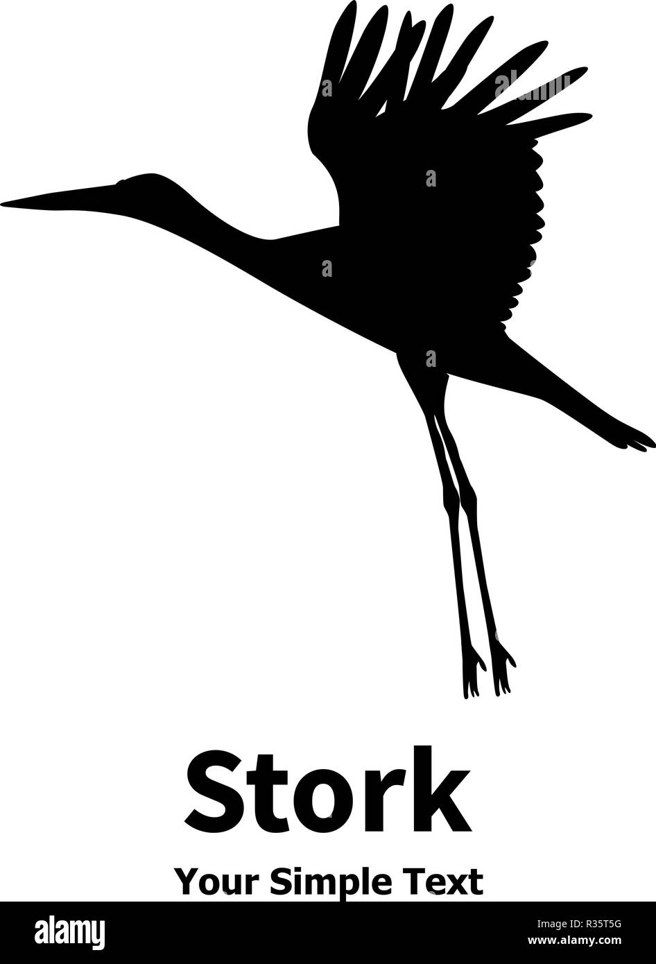 Illustrazione vettoriale di un flying stork icona Illustrazione Vettoriale