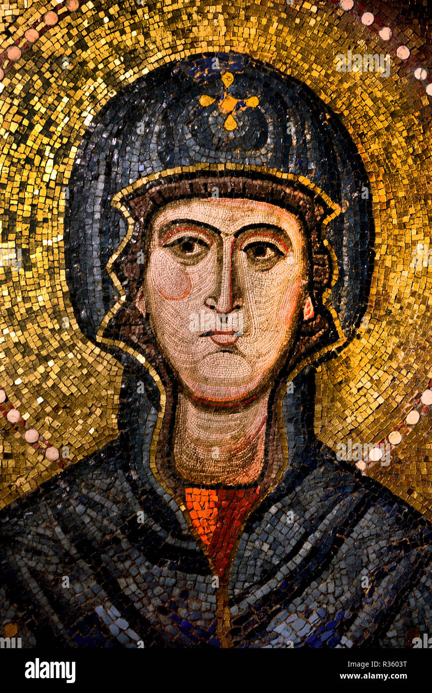 Madonna XII / XIII secolo (1190 - 1209) decorazione a mosaico bizantino fabbricazione ( vergine di Santa Maria Assunta a Torcello ), ITALIA, italiano. Foto Stock