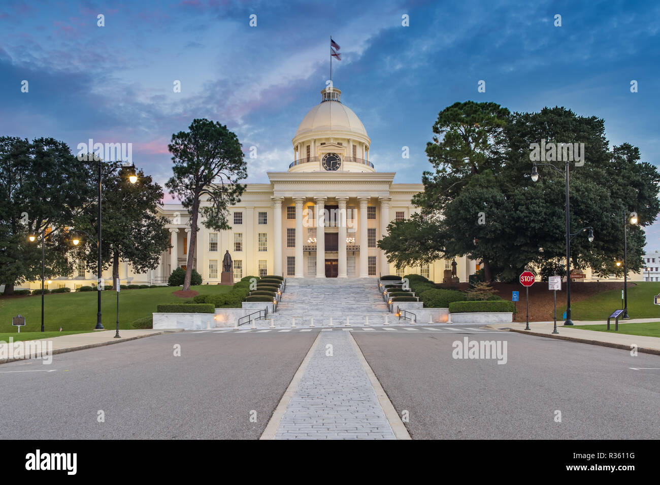 Alabama State Capitol in Montgomery al crepuscolo Foto Stock